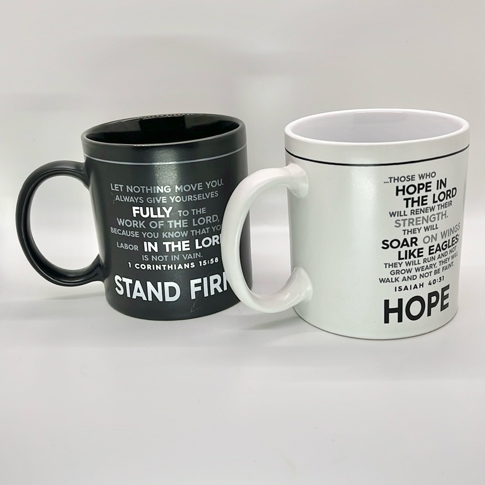 Lighthouse Christian Products Co. Coffee Mugs 1 Corinthians 15:58 & Isaiah 40:31